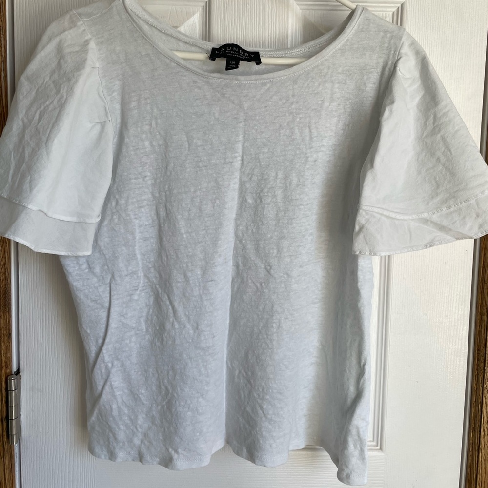 LAUNDRY BY SHELLI SEGAL WOMENS SHORT SLEEVE SHIRT LARGE